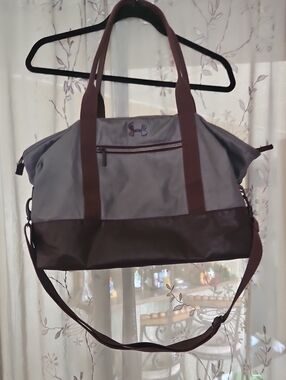 Under Armour Gray and Brown Tote Duffel with Shoulder Strap
